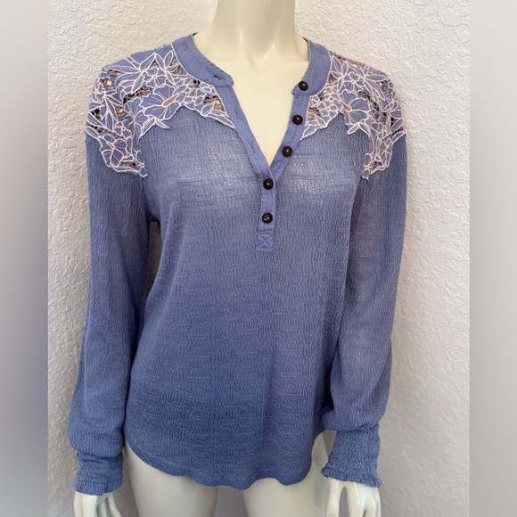 Free People Easy Breezy Floral Appliqué Henley - Picture 9 of 16
